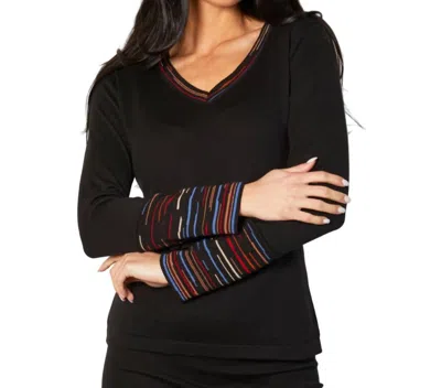 Angel Apparel V-neck Sweater In Black/multi