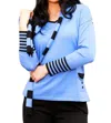 Angel Apparel V-neck Sweater With Scarf In Periwinkle/black In Multi