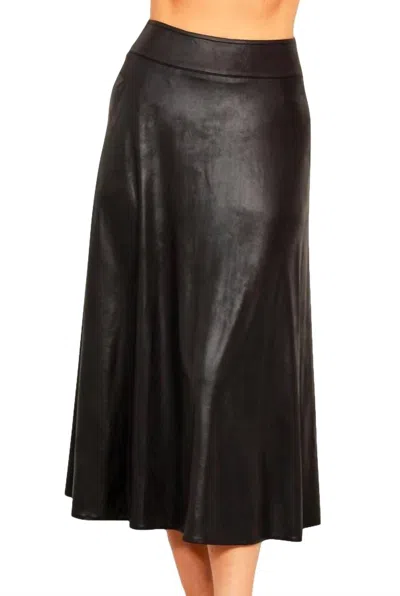 Angel Apparel Vegan Leather Long Skirt In Black