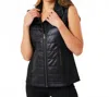 Angel Apparel Vegan Leather Suede Quilted Vest In Black In Black