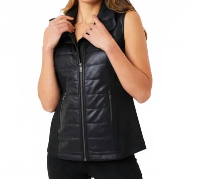 Angel Apparel Vegan Leather Suede Quilted Vest In Black