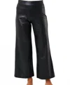 Angel Apparel Vegan Leather Wide Leg Pant In Black In Black