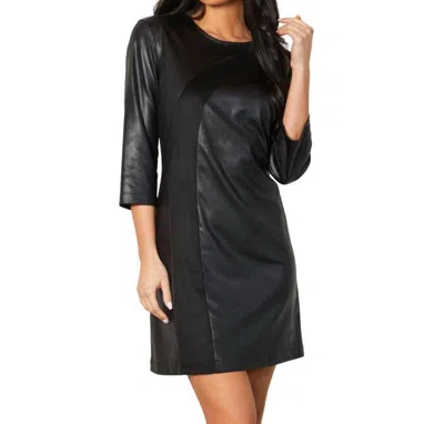 Angel Apparel Vegan Leather/suede Scoop Dress In Black