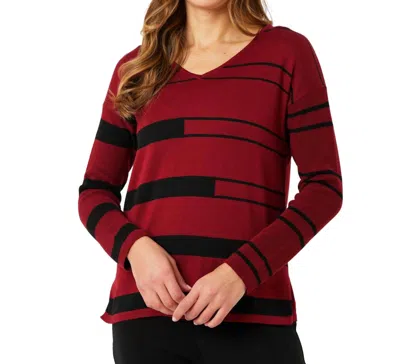 Angel Apparel V-neck Sweater In Wine/black In Multi