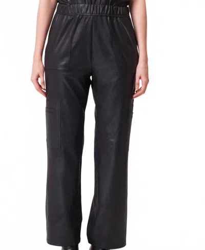 Angel Apparel Wide Leg Vegan Leather Pants In Black