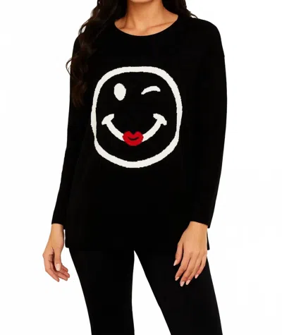 Angel Apparel Wink & Smile Emoji Pullover In Black
