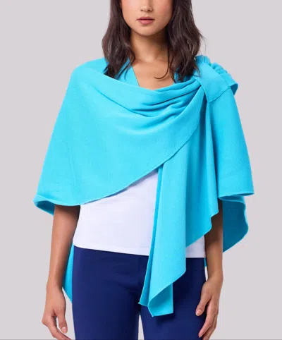 Angel Apparel Women's Pull Thru Shawl In Turquoise In Blue