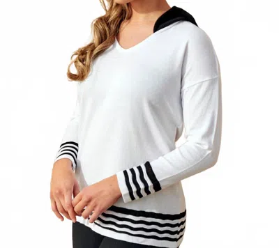 Angel Apparel Zig Zag Hoodie In White Black