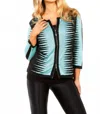 Angel Apparel Zig Zag Zip Up Cardigan In Black Aqua In Multi