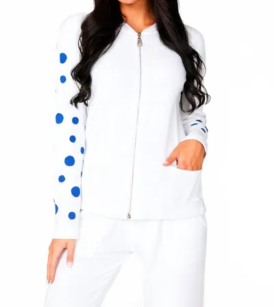 Angel Apparel Zip Bomber Jacket In Whiteroyal