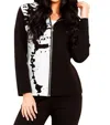 ANGEL APPAREL ZIP HOODED CARDIGAN IN BLACK/WHITE