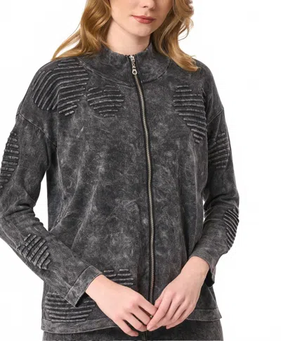 Angel Apparel Zip Up Heart Jacket In Charcoal In Multi