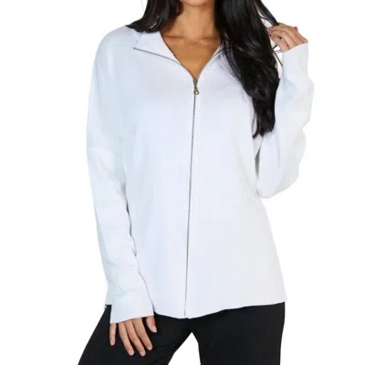 Angel Apparel Zip Up Poncho In Chalk In White