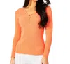 Angel Apparel Zip V-neck Top In Melon In Orange