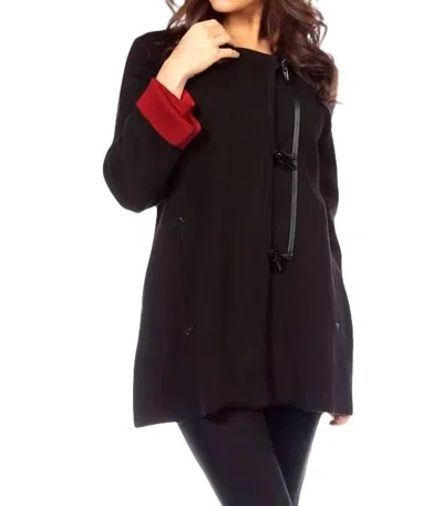 Angel Asymmetrical Toggle Jacket In Black/red In Blue