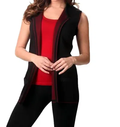 Angel Back Embroidery Zip-up Vest In Black/red In Multi