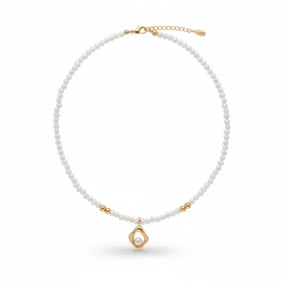 Angel Barocco Women's Bead Silver & Gold Pearl Necklace - Gold In White