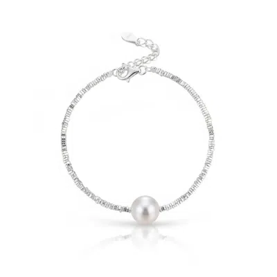Angel Barocco Women's Beaded Silver Bracelet With A Freshwater Pearl