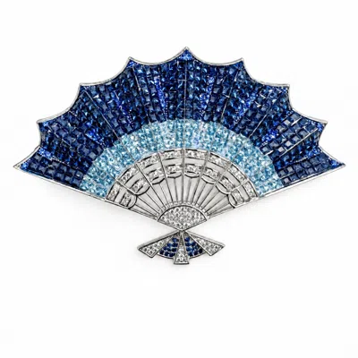 Angel Barocco Women's Blue Gradient Crystal Fan Brooch