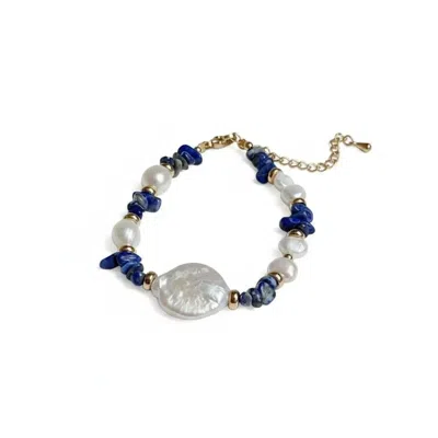 Angel Barocco Women's Blue / White Lapis Lazuli Baroque Pearl Bracelet