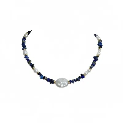Angel Barocco Women's Blue / White Lapis Lazuli Baroque Pearl Necklace
