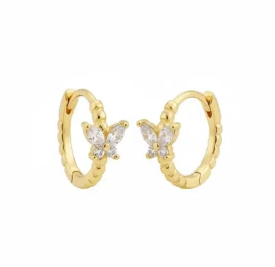 Angel Barocco Women's Butterfly Gem Hoop Earrings - Gold-white