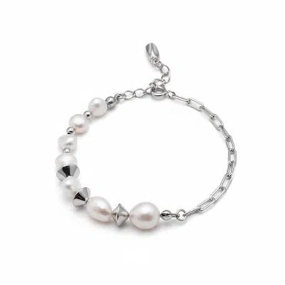 Angel Barocco Women's Classic Baroque Pearl Bracelet - Silver