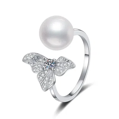 Angel Barocco Women's Clover Pearl Silver Ring