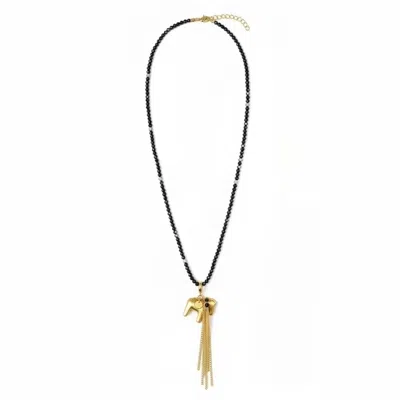 Angel Barocco Women's Equestrian Tassel Pendant Long Necklace - Gold