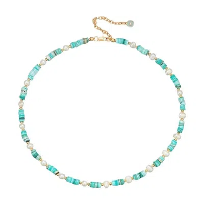 Angel Barocco Women's Freshwater Pearl Green Shell Beaded Choker Necklace
