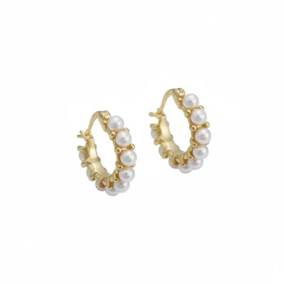 Angel Barocco Women's Freshwater Pearl Hoop Earring - Silver In Gold