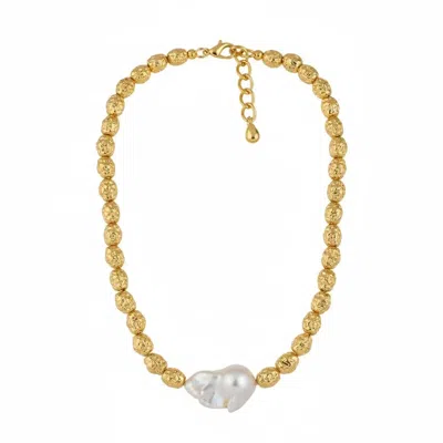 Angel Barocco Women's Gold Baroque Pearl Necklace – One Pearls In Pink