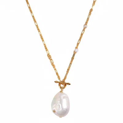 Angel Barocco Women's Gold Chunky Vintage Baroque Pearl Chain Necklace
