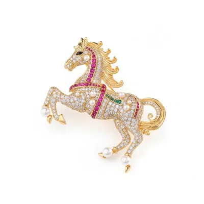 Angel Barocco Women's Gold Galloping Horse Brooch