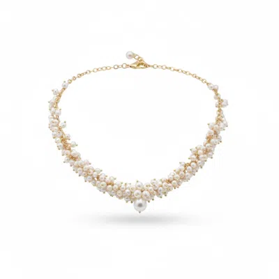 Angel Barocco Women's Gold Irresistible Multi Ivory Pearl Necklace