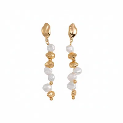 Angel Barocco Women's Gold Vermeil Baroque Pearl Drop Earrings In Burgundy
