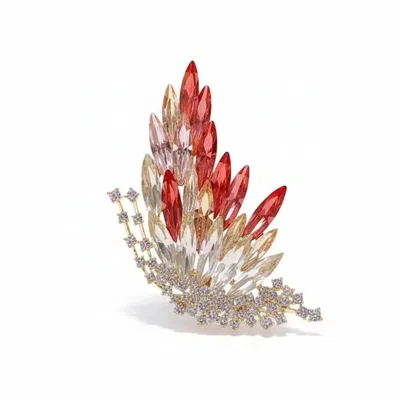 Angel Barocco Women's Gradient Butterfly Brooch - Red In Brown