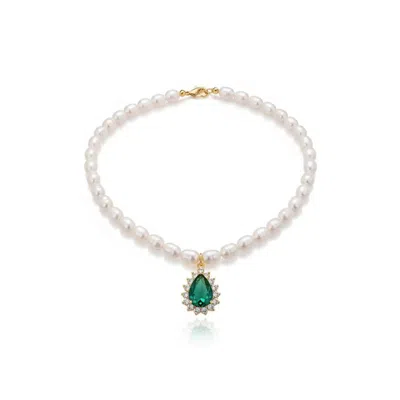 Angel Barocco Women's Green Freshwater Choker Pearl Necklace