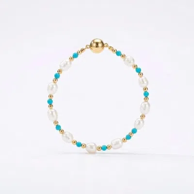 Angel Barocco Women's Green Pearl Turquoise Beaded Bracelet In Multi