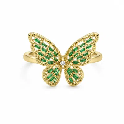 Angel Barocco Women's Green Zirconia Butterfly Statement Ring