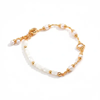 Angel Barocco Women's Mother Shell Pearl Bracelet - Gold