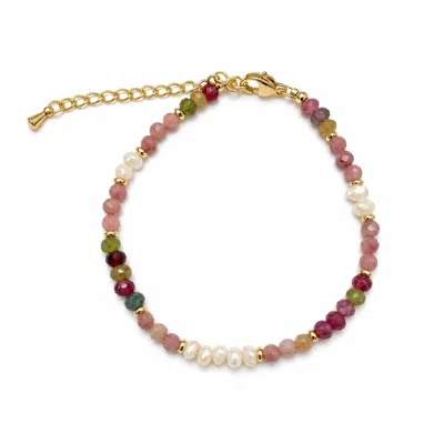 Angel Barocco Women's Multicolour Tourmaline & Freshwater Pearl Beaded Bracelet In Beige/black/green/pink/red/white/yellow