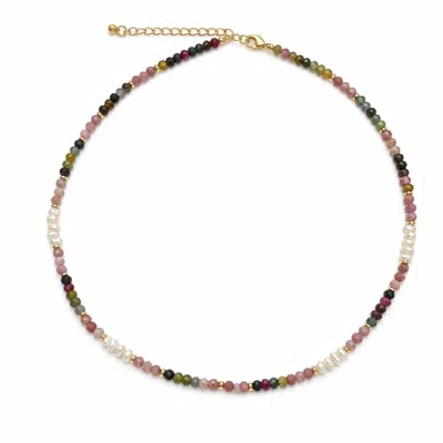 Angel Barocco Women's Multicolour Tourmaline & Freshwater Pearl Beaded Necklace In Gray/green/pink/red/yellow