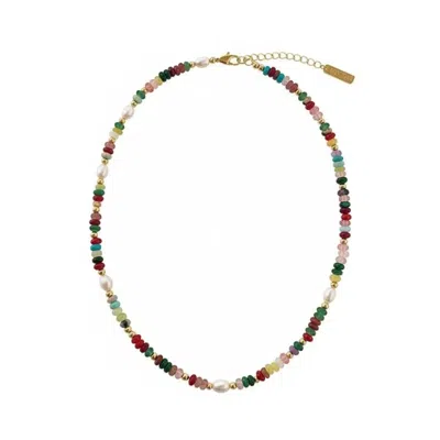 Angel Barocco Women's Multi-coloured Natural Stone Pearl Necklace In Pattern