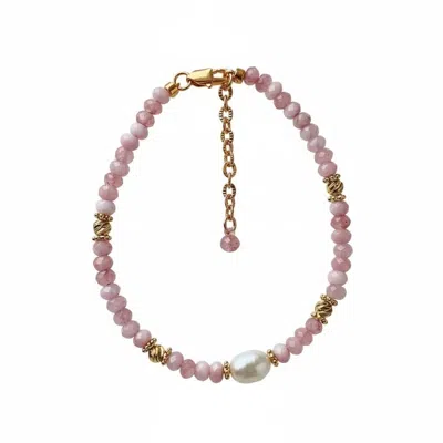 Angel Barocco Women's Pink Crystal & Freshwater Pearl Bracelet
