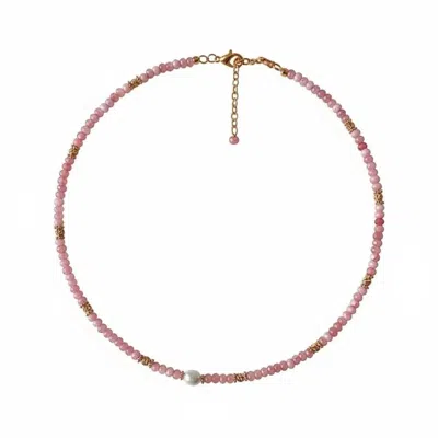 Angel Barocco Women's Pink Crystal & Freshwater Pearl Necklace In Orange