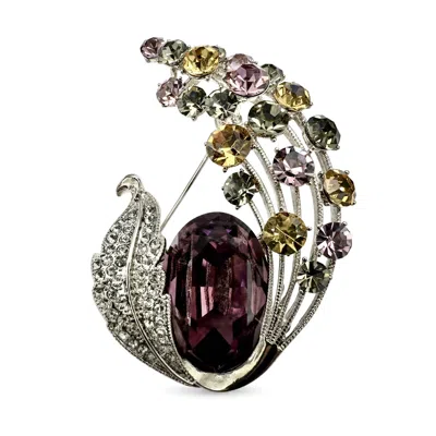 Angel Barocco Women's Purple Vintage Peacock Feather Crystal Brooch
