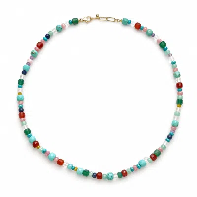 Angel Barocco Women's Rainbow Multi-gemstone Beaded Necklace In Blue/gray/green/pink/purple/red/yellow