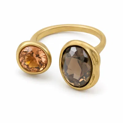 Angel Barocco Women's Smoky Brown & Champagne Zirconia Open Ring