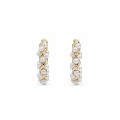 Angel Barocco Women's Twisted Pearl Mini Hoop Earrings - Gold